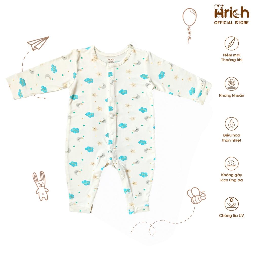 Bộ body dài tay Arich vải sợi tre (size từ newborn đến 9-12 tháng)