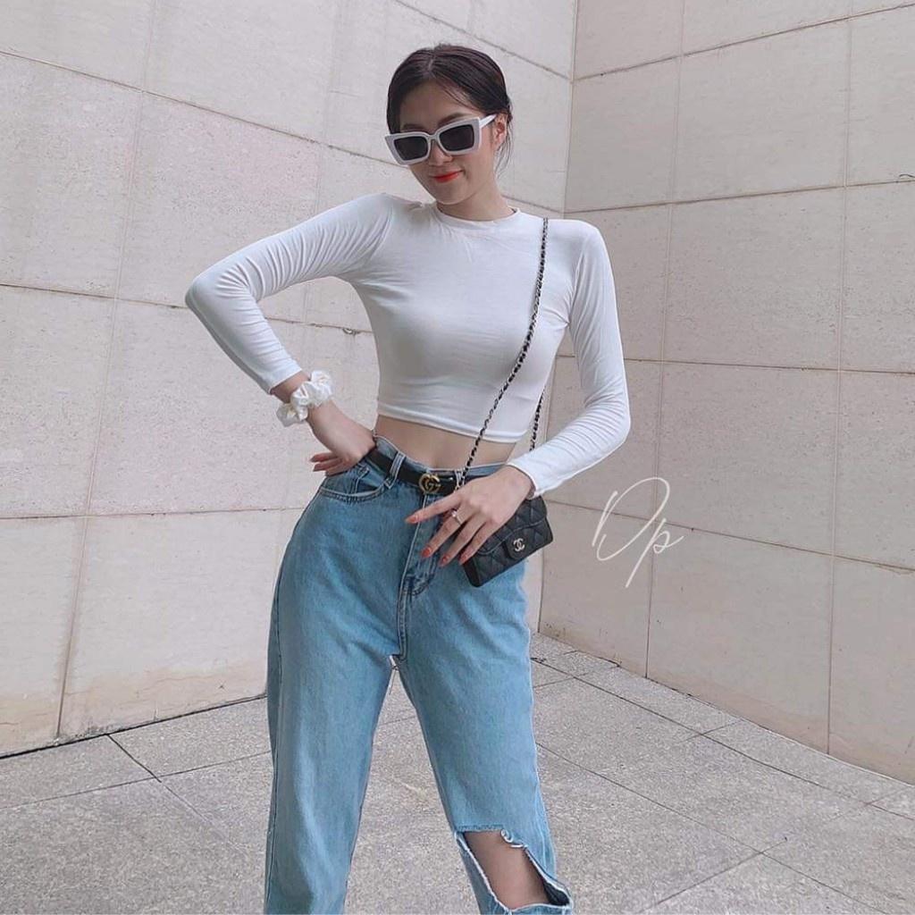 ÁO CROPTOP NỮ DÀI TAY DÁNG BODY KIỂU DÁNG TRẺ TRUNG CHẤT MÁT HÀNG ĐẸP
