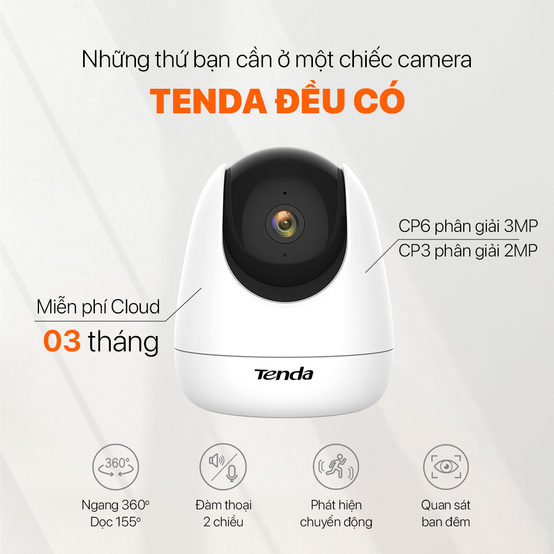 Camera WiFi an ninh quay quét FullHD 1080P Tenda CP3 - Hàng Chính Hãng