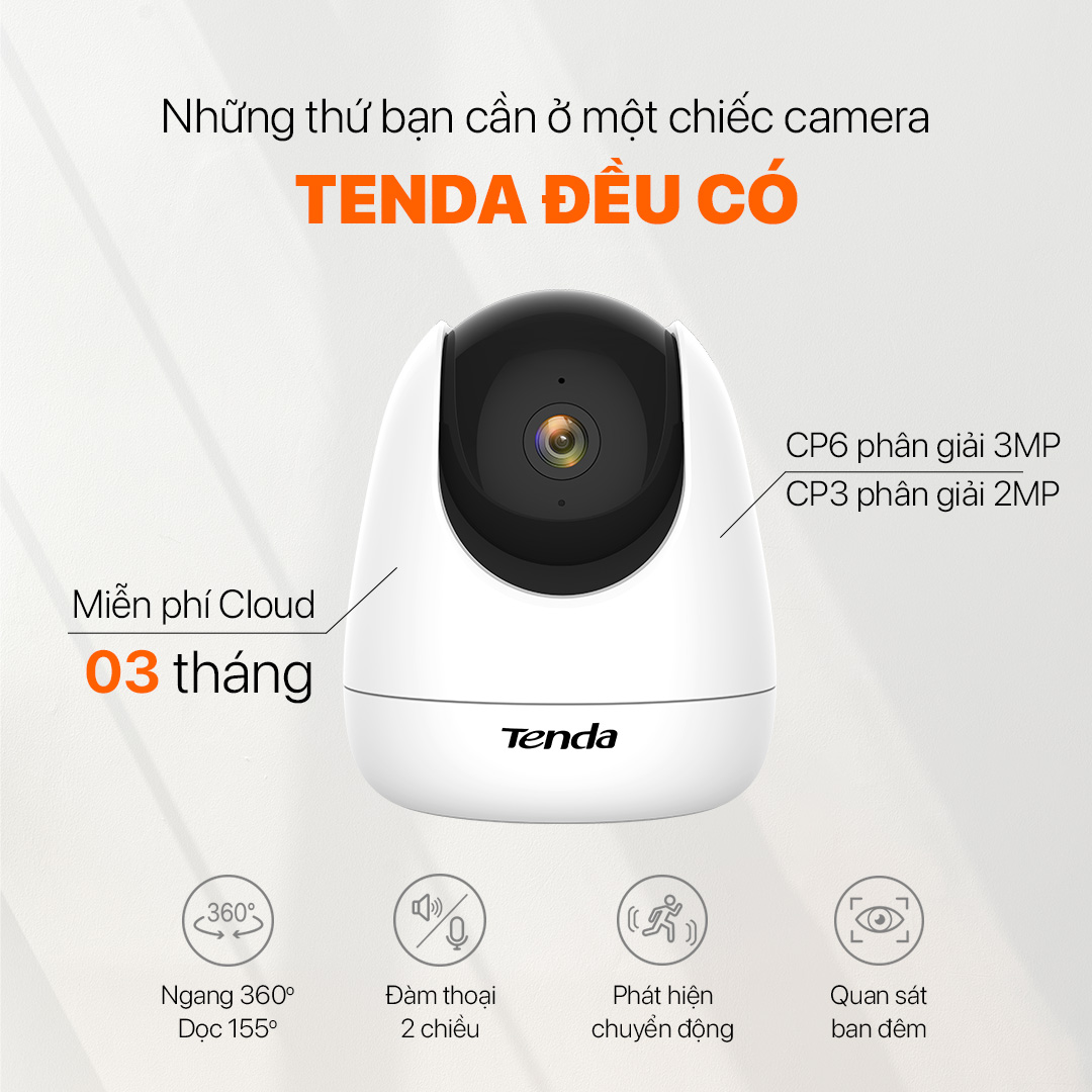 Camera wifi Tenda CP3 Full HD 1080P hỗ trợ tiếng Việt - Hàng nhập khẩu