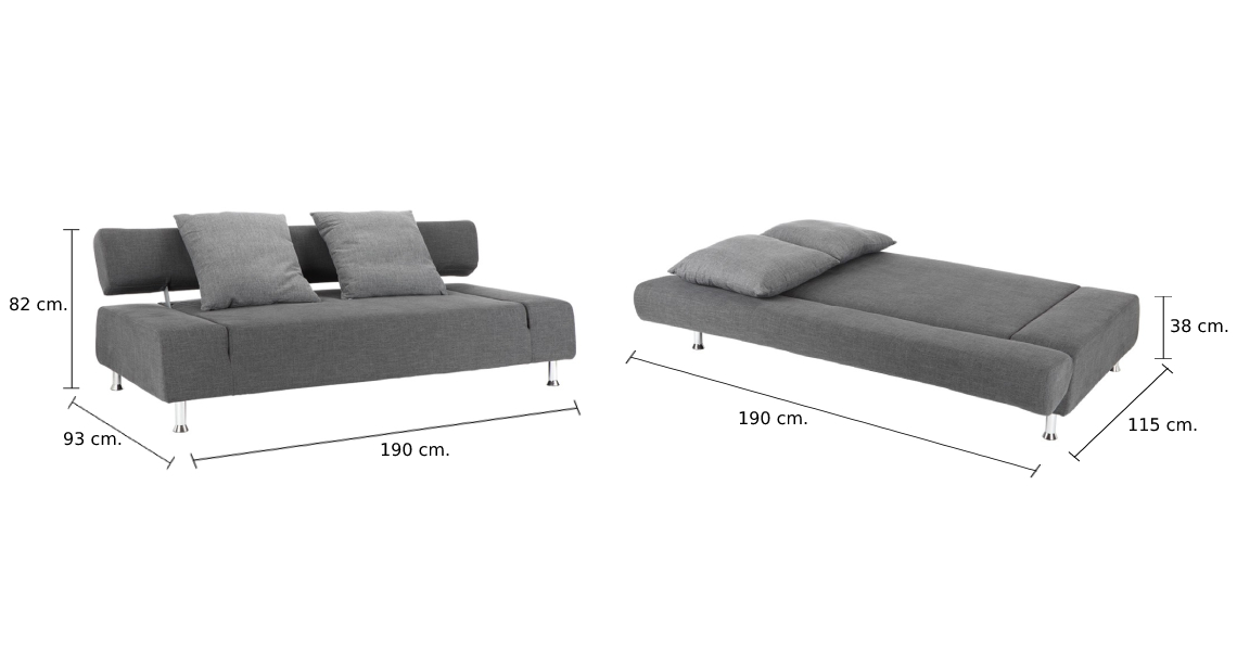 Sofa Giường NAOMI/P Màu Xám Đậm Index Living Mall