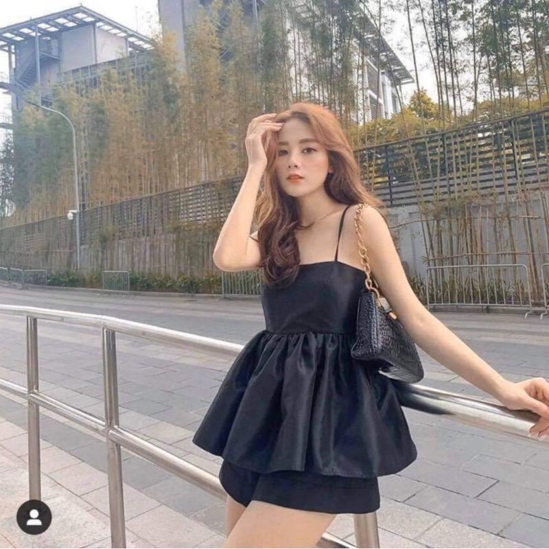 Set áo đan chéo sexy kèm quần lụa