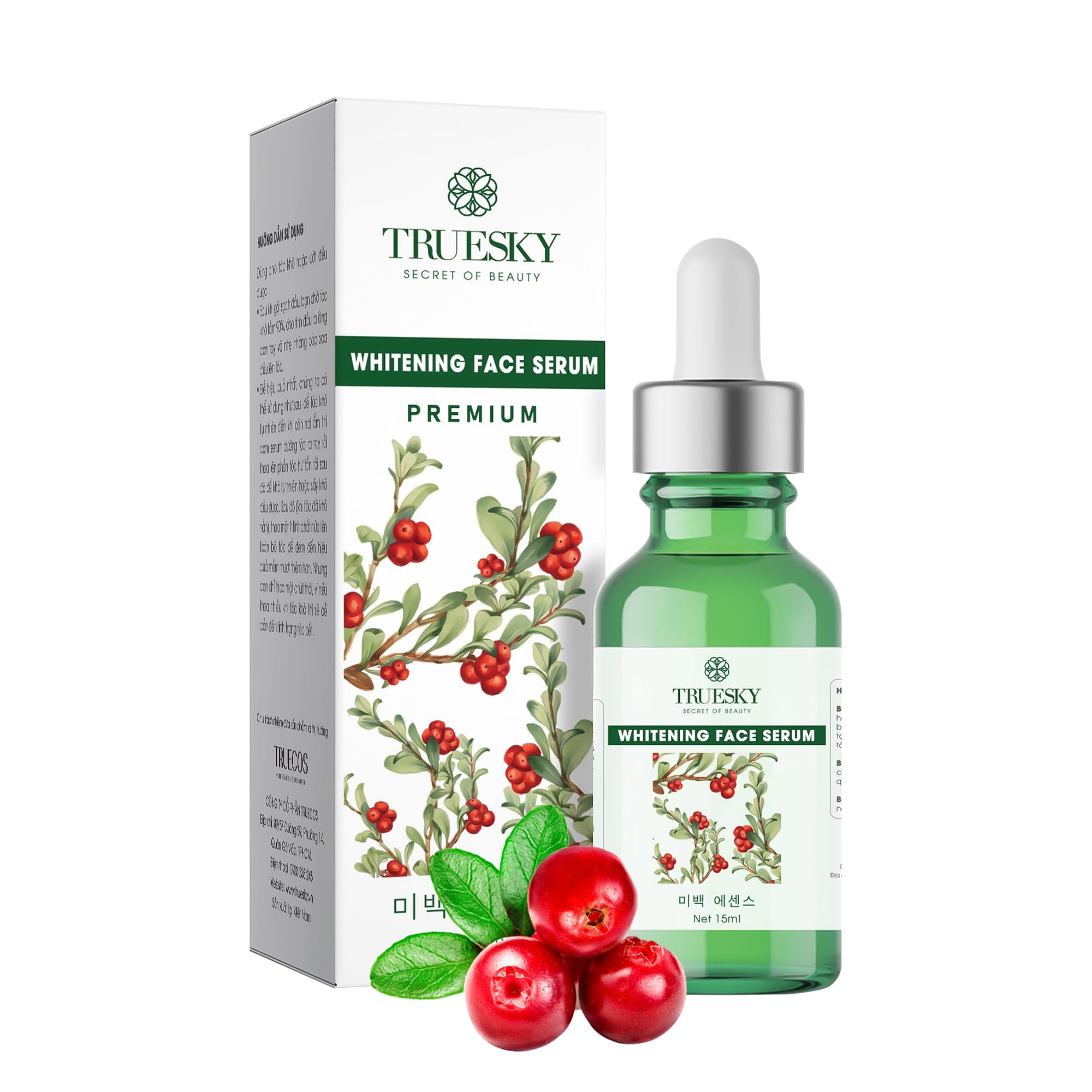 Serum dưỡng trắng da mặt Truesky giúp làm trắng da mặt, dưỡng ẩm và chống lão hoá 15ml - Whitening Face Serum