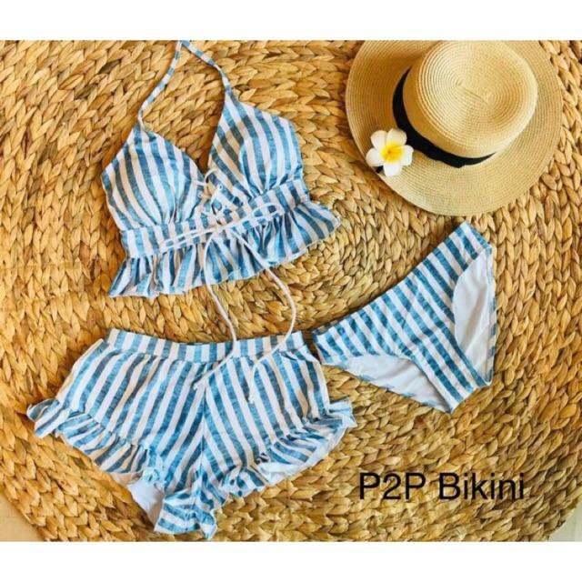 (Có sẵn, clip) Bikini đồ bơi set 3 mảnh phong cách Hàn quốc