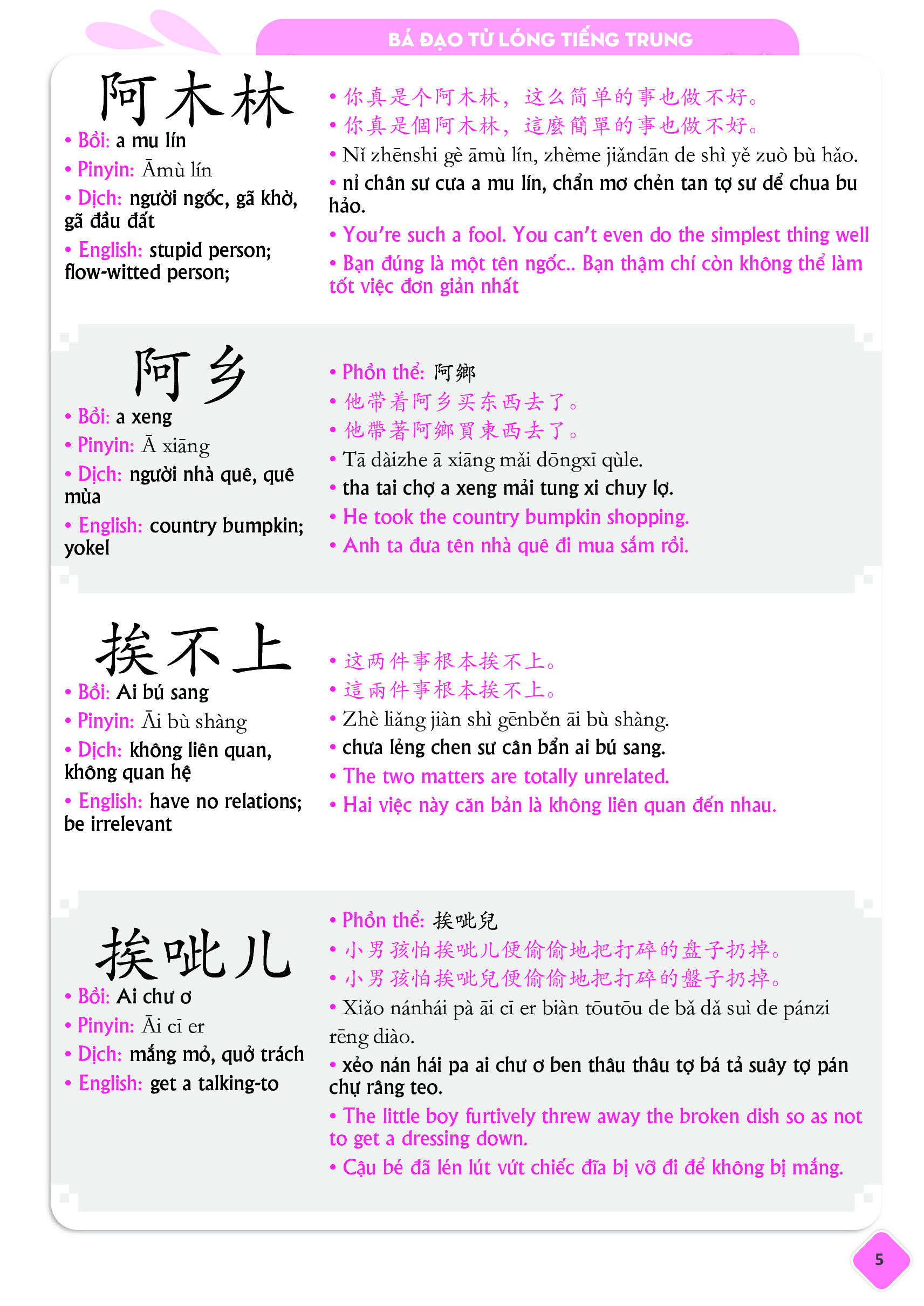 Từ Điển Tam Ngữ Bá Đạo Từ Lóng Tiếng Trung Hiện Đại ( Tiếng Trung Giản Thể - Tiếng Bồi - Bính Âm– Tiếng Việt - Tiếng Anh ) + DVD Audio Tài Liệu