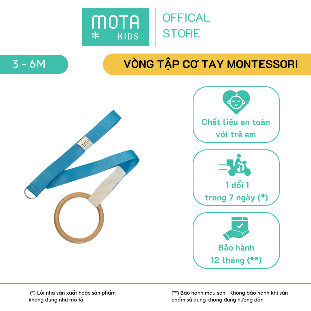 Đồ chơi vòng tập cơ tay cho bé 3-6 tháng Montessori Mota - Hỗ trợ phát triển vận động - Hàng chính hãng