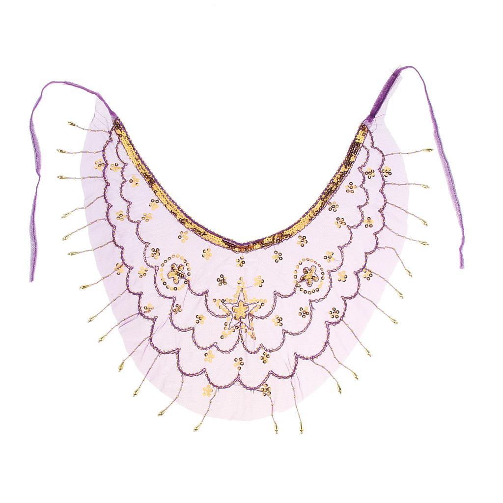 2 pieces Lady Belly Dance Beaded Sequins Face Halloween Costume Accessory