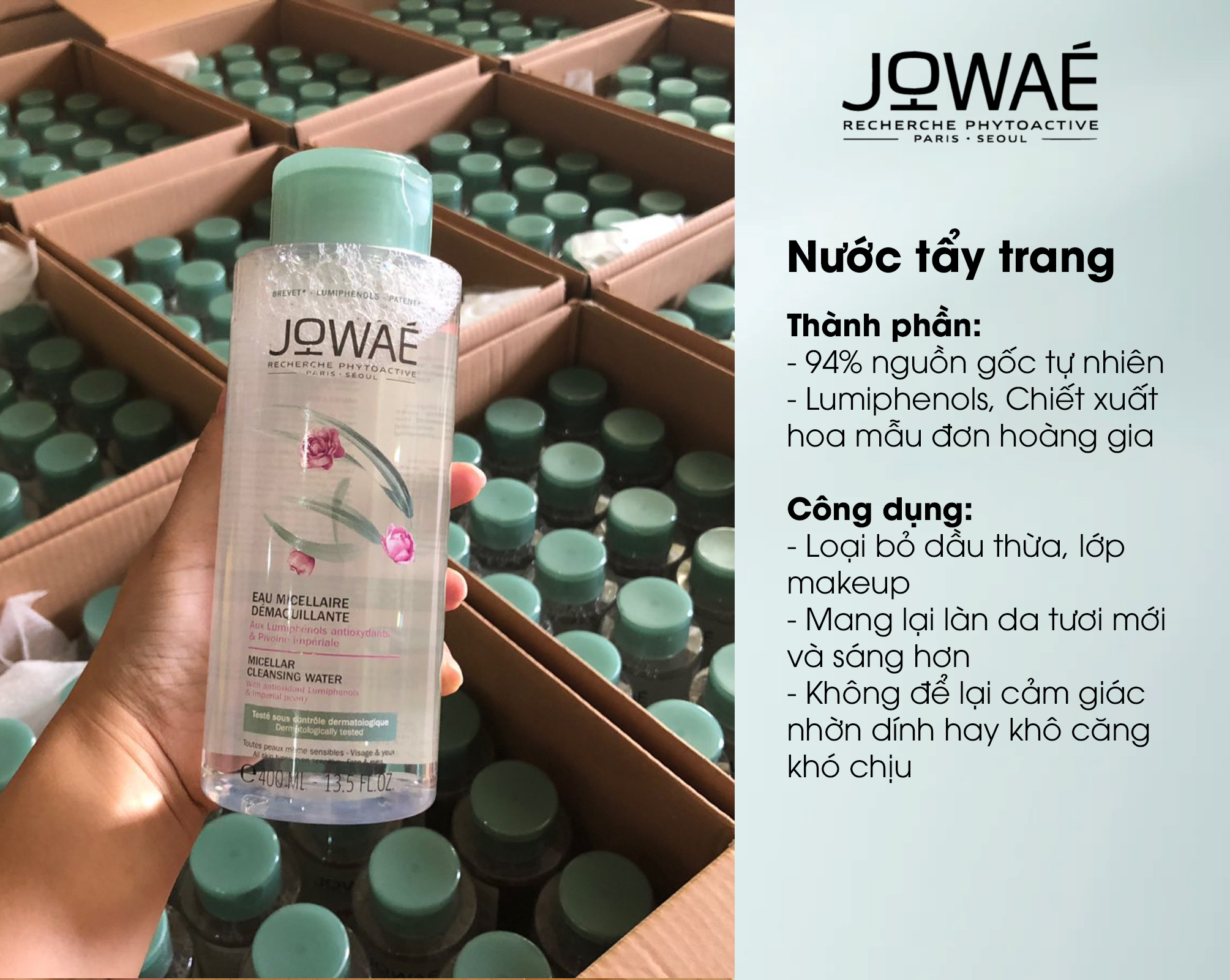 Nước tẩy trang Jowae Micellar Cleansing Water 200ml - Nước tẩy trang cho da mụn và mọi loại da