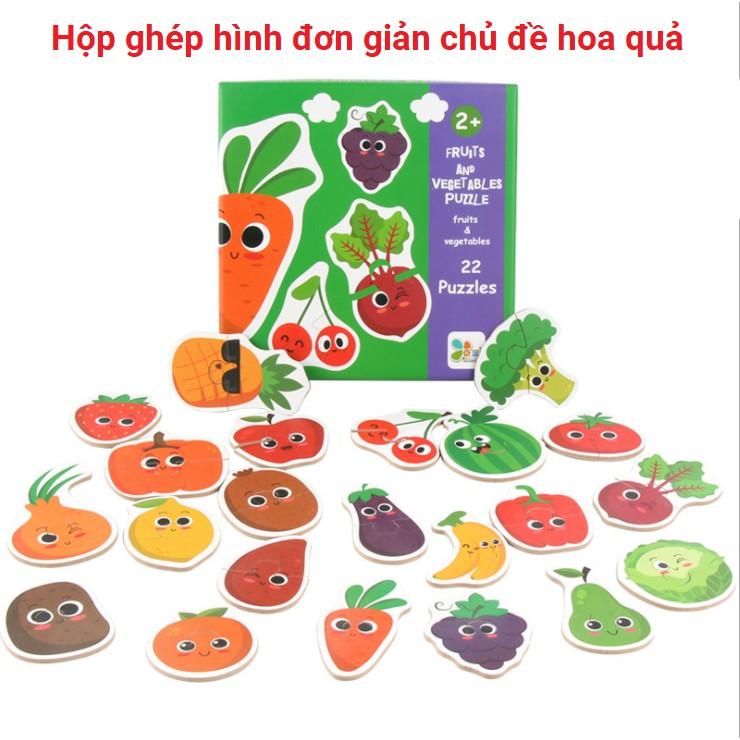 Bộ ghép hình Puzzle 2 mảnh hộp giấy 3 chủ đề vô cùng đáng yêu cho bé KB216050