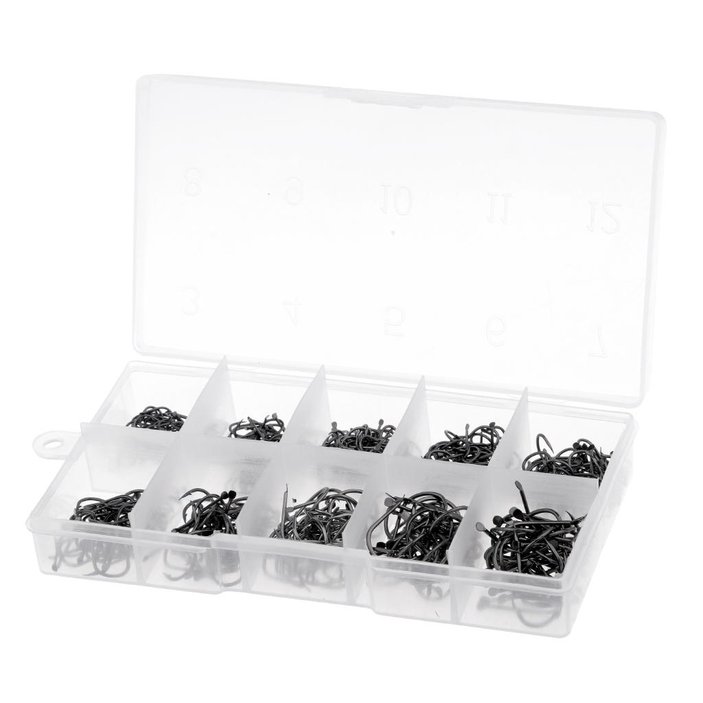 500pcs 10 Size Assorted Fishing Hooks Octopus Hooks Circle Barbed Hook