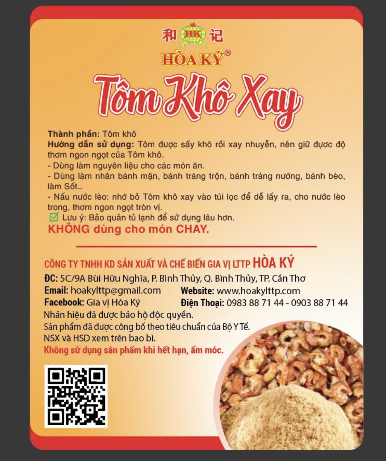 Tôm khô xay 200gr nguyên chất Hoà Ký