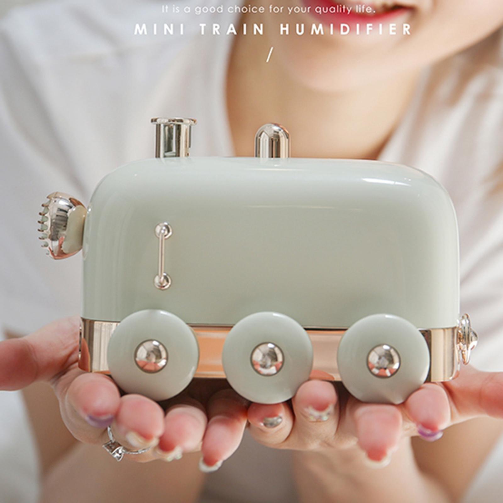 Mini Train USB Humidifier, Desktop Personal Portable Humidifier, Ultra Quiet LED Night Light Function USB Small Diffuser for Office, Bedroom, 300ML
