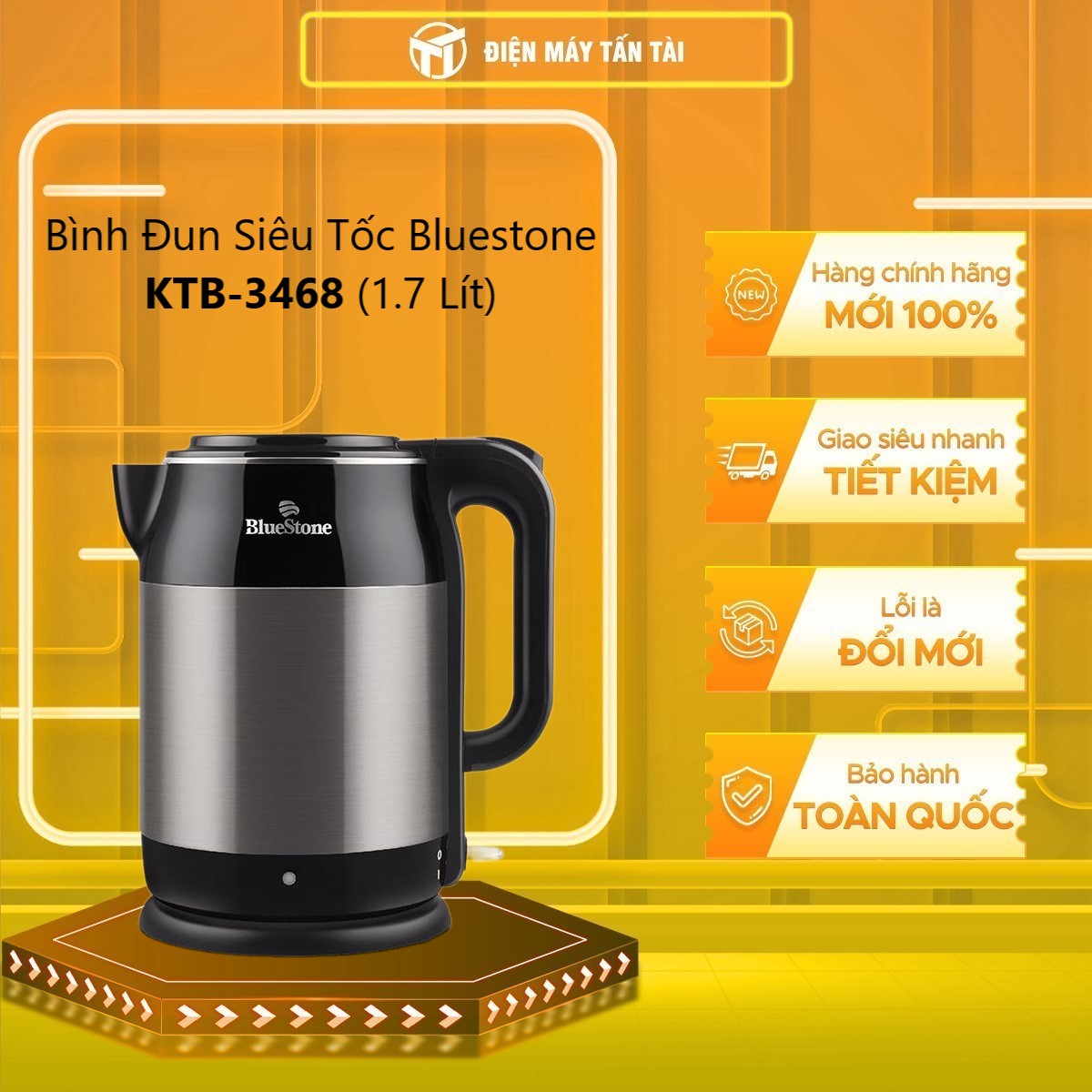 Bình Đun Siêu Tốc Bluestone KTB-3468 (1.7 Lít) - Hàng chính hãng