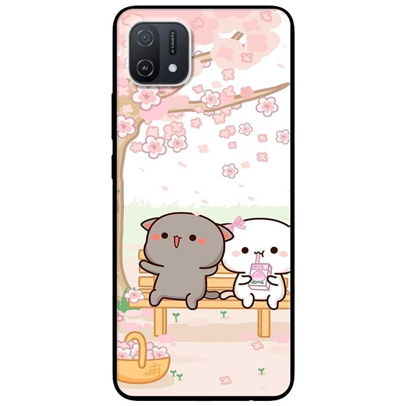 Ốp lưng dành cho Oppo A16K - Oppo A36 / A76 - Oppo Reno 7z 5G - Cặp Đôi Mèo Hái Hoa