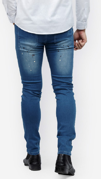 Quần Jeans Titishop QJ147 màu xanh dương wash bạc