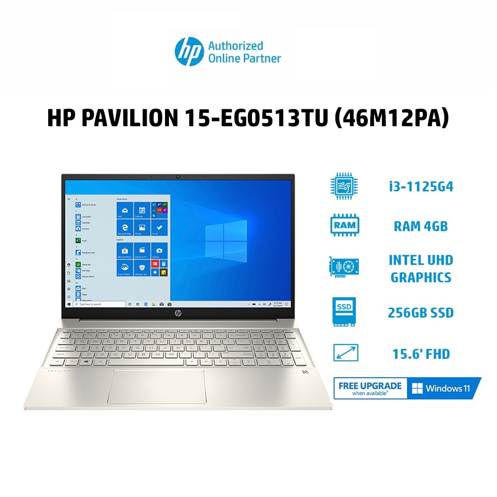 Laptop HP Pavilion 15-eg0513TU 46M12PA | i3-1125G4 | 4GB | 256GB | 15.6' FHD | Win 10 Hàng chính hãng