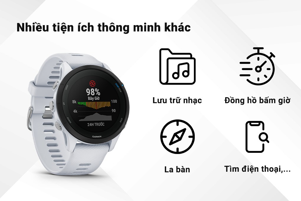 Đồng hồ thông minh theo dõi sức khỏe theo/dõi vận động Garmin Forerunner 255S Music (Mới, hàng chính hãng)