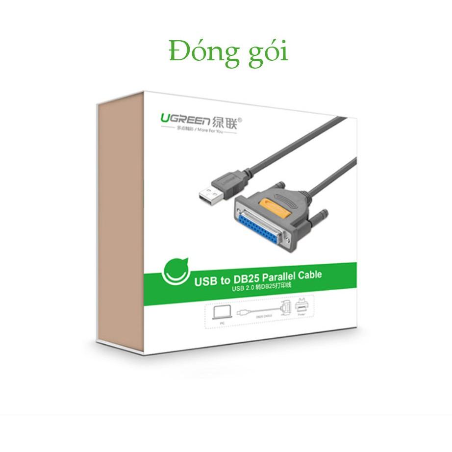 Cáp máy in UGREEN US167 20793 dài 1m USB 2.0 sang cổng BD25 Parallel - Hàng chính hãng