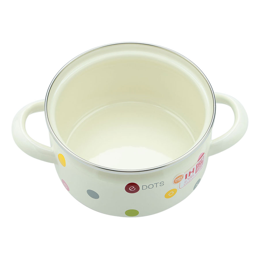 Nồi Tráng Men Sử Dụng Bếp Từ Hoa Văn Chấm Bi Fujihoro EDV-18W