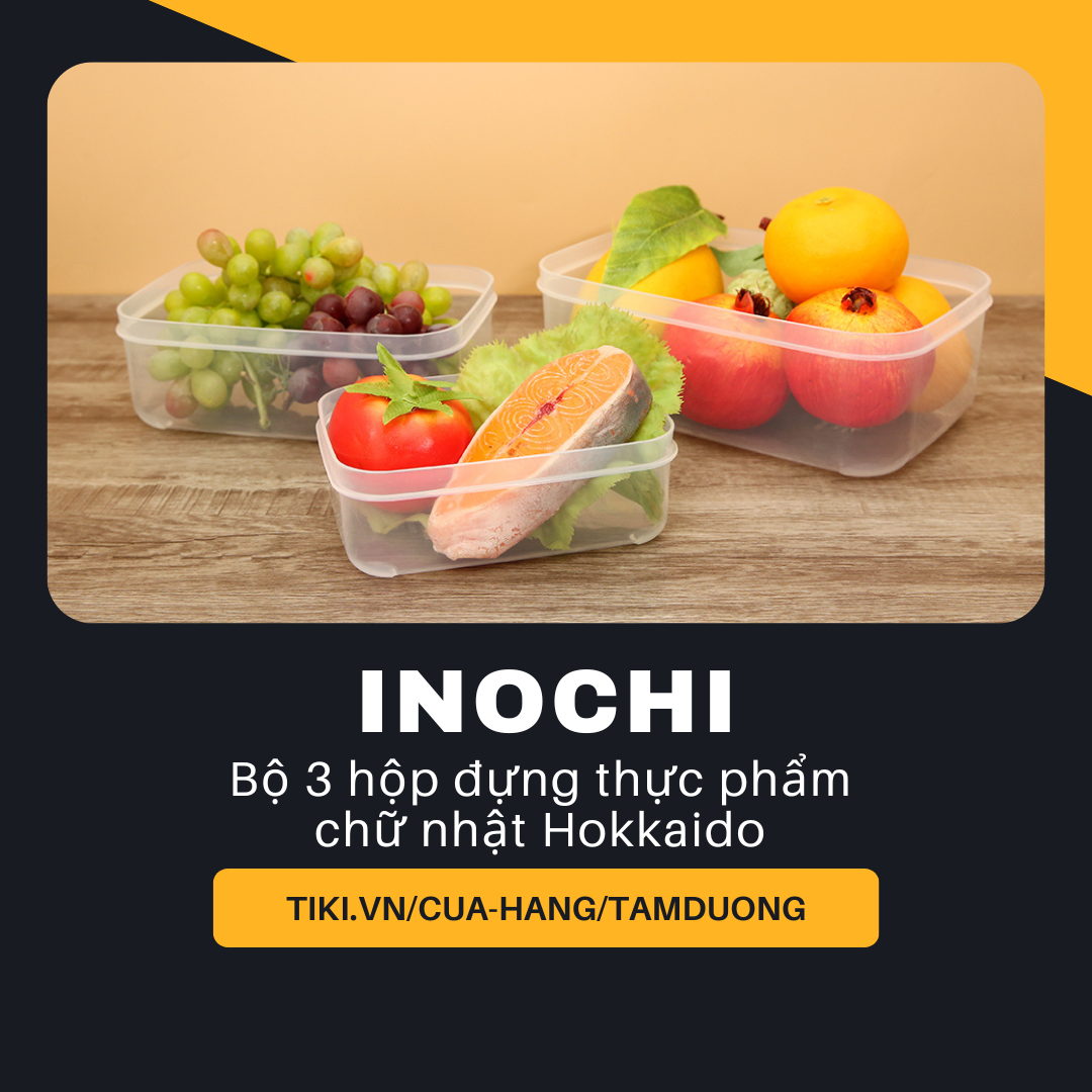 Bộ 3 hộp đựng thực phẩm chữ nhật Inochi Hokkaido