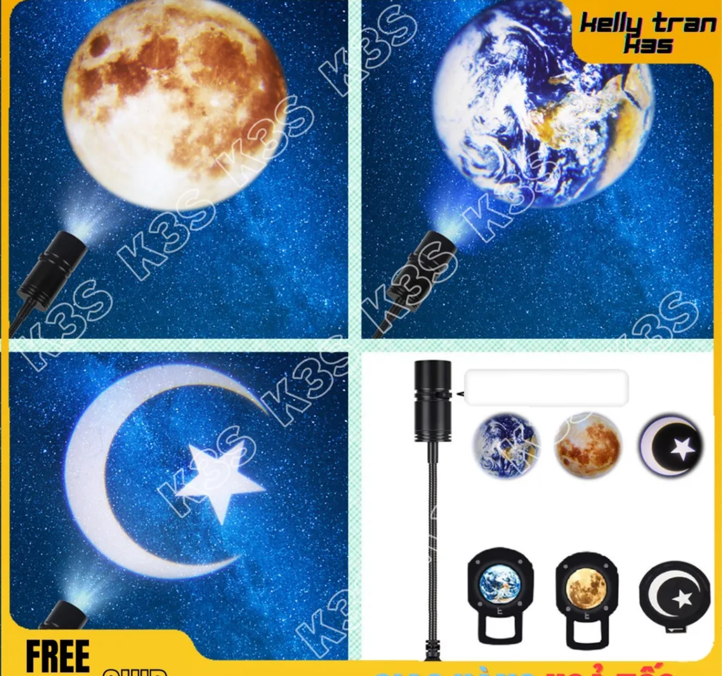 ĐÈN LED TRANG TRÍ CHIẾU BẦU TRỜI TRÁI ĐẤT MẶT TRĂNG SAO ĐẸP LUNG LINH HÀNG CHUẨN