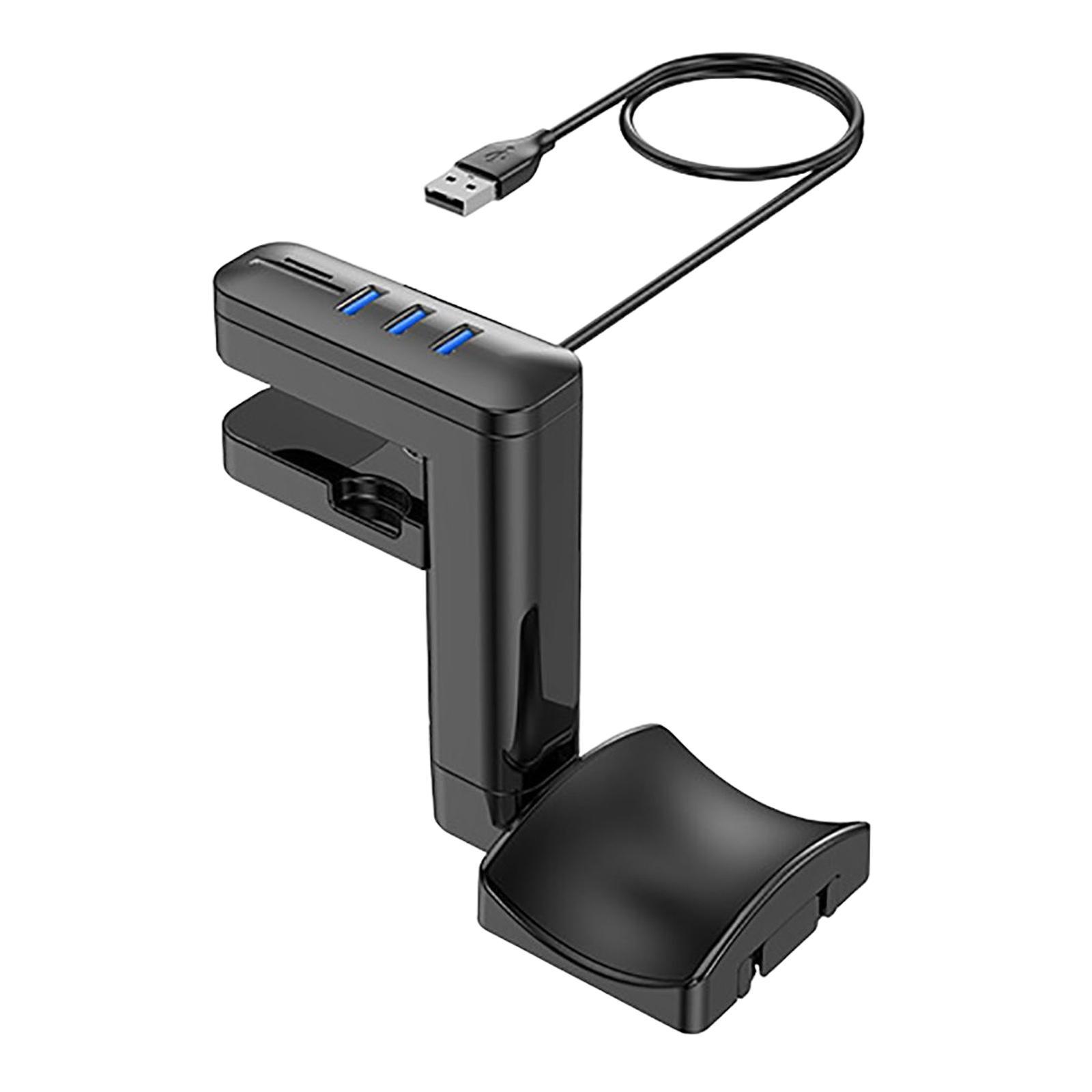 Under Desk Headphone Stand Holder, with 5 Ports Mount with USB Charger with Cable Clip Organizer