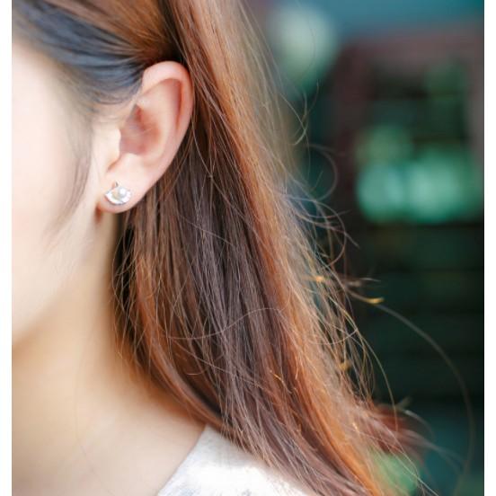 Khuyên tai bạc Ý s925 lá bạc quả gắn ngọc E0919 - AROCH Jewelry