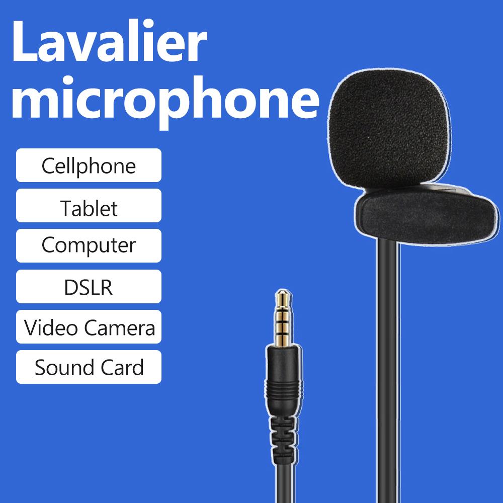 Micrô tụ điện Lavalier mini kẹp trên ve áo với 3,5mm Cáp 3 mét cho Trực tiếp