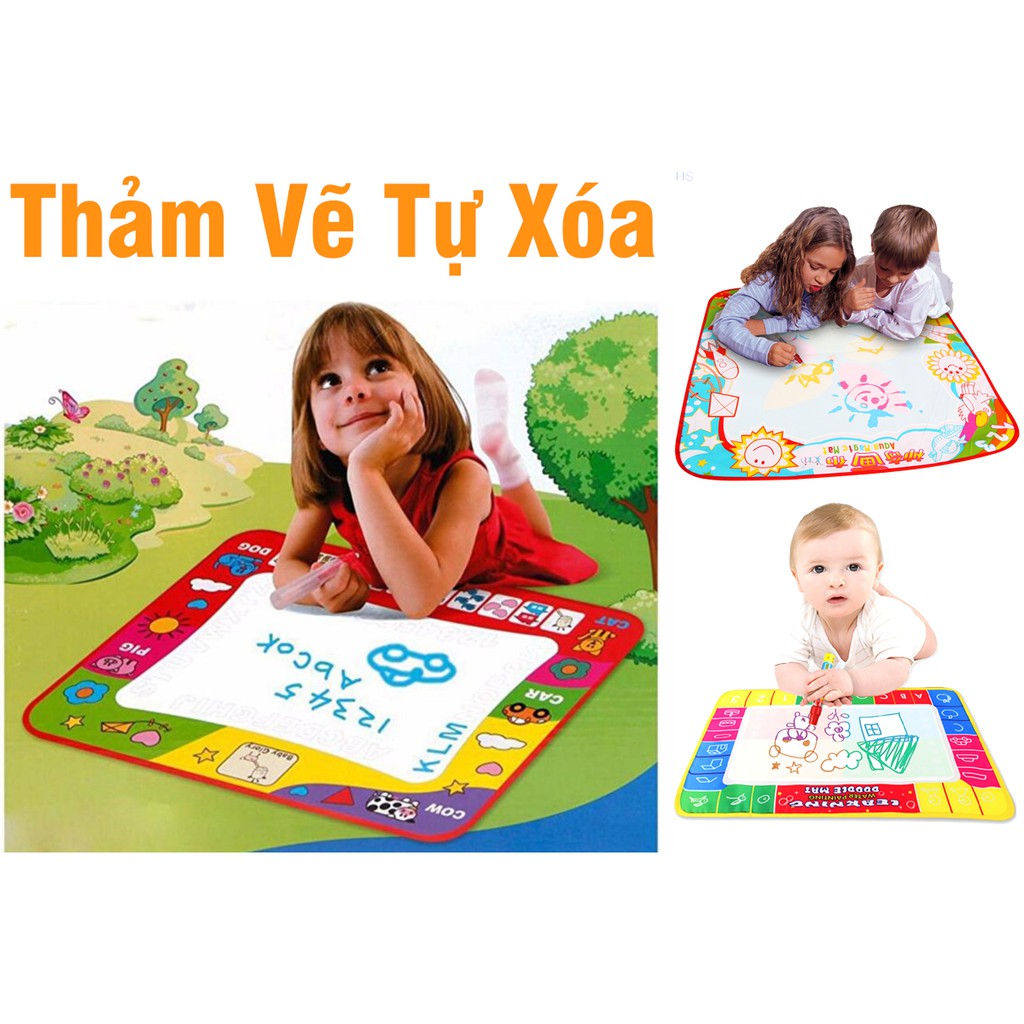 Thảm vẽ bút nước ma thuật tự xóa độc đáo cho bé 80x60cm (Giao mẫu ngẫu nhiên)