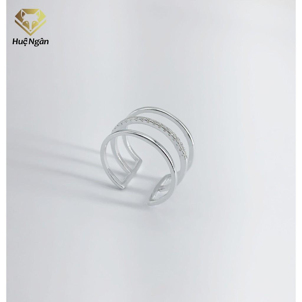 Nhẫn bạc Ý 925 Huệ Ngân - 3 Mảnh cá tính RR1705