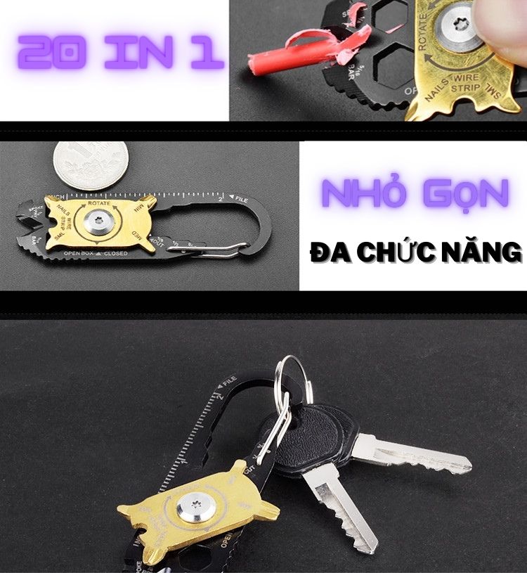 Dụng cụ dã ngoại EDC 20 in 1, đồ phượt leo núi cắm trại