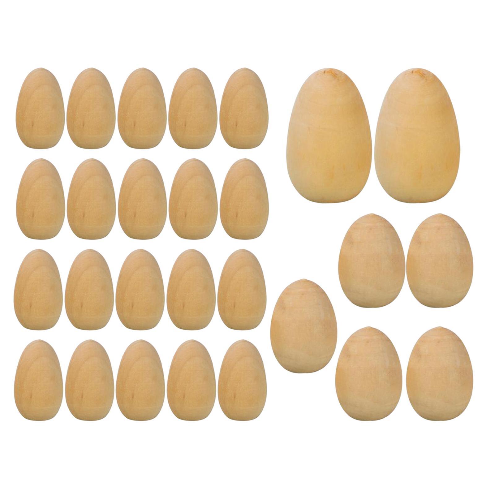 27 Pieces Unfinished Wood Eggs with Flat Bottom DIY Easter Holiday Craft