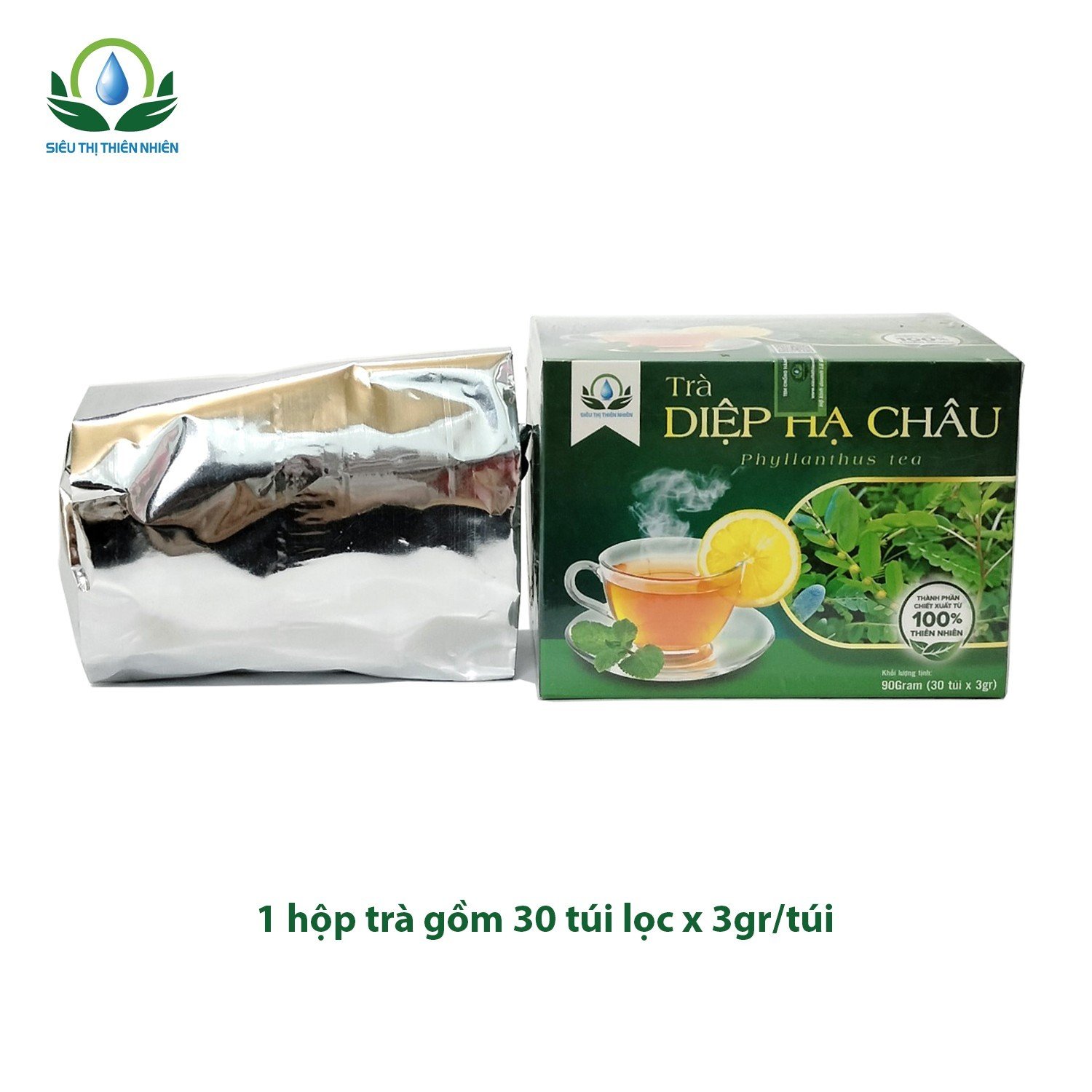 Trà Diệp Hạ Châu hộp 30 Túi Lọc x 3Gram giúp lợi tiểu, tiêu độc, thanh nhiệt của Siêu Thị Thiên Nhiên