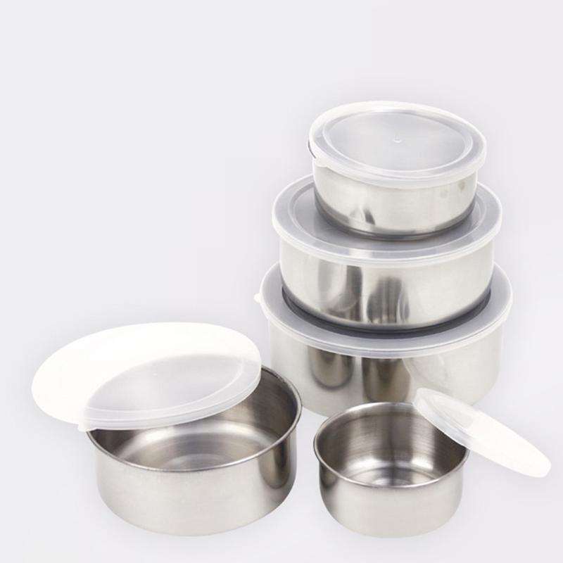 Bộ Thố Lạnh Inox 5 Món , Bộ 5 Hộp Đựng Thực Phẩm Inox Có Nắp Đậy - Loại Tốt