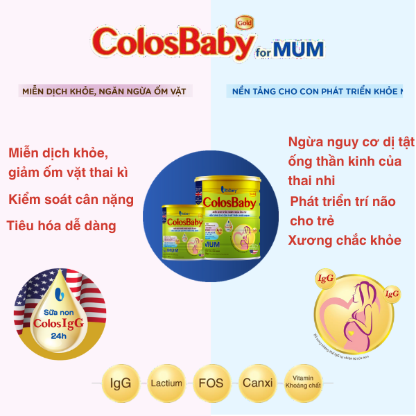 Sữa bột ColosBaby Gold Mum 400G giúp mẹ thai kì khỏe mạnh, giảm ốm vặt - VitaDairy