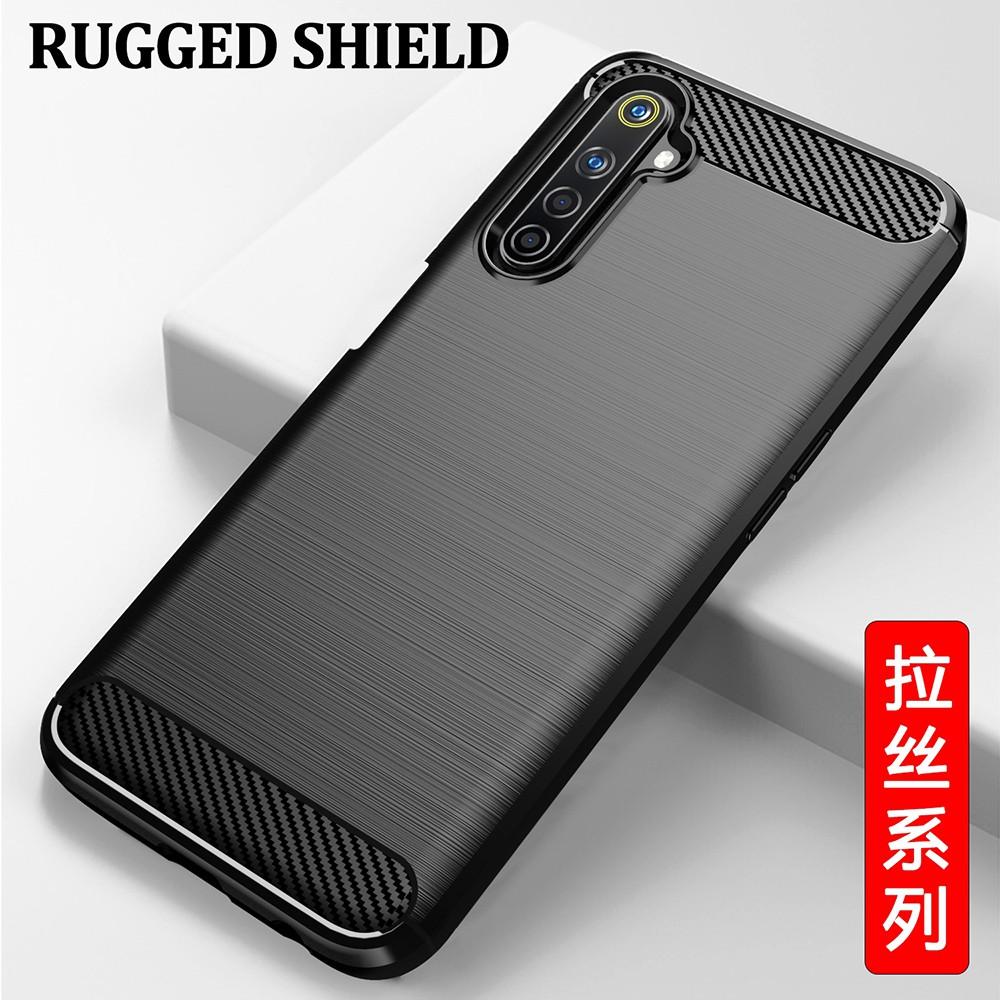 Ốp lưng dành cho Realme 6 6S Cacbon phay xước chống sốc chống vân tay