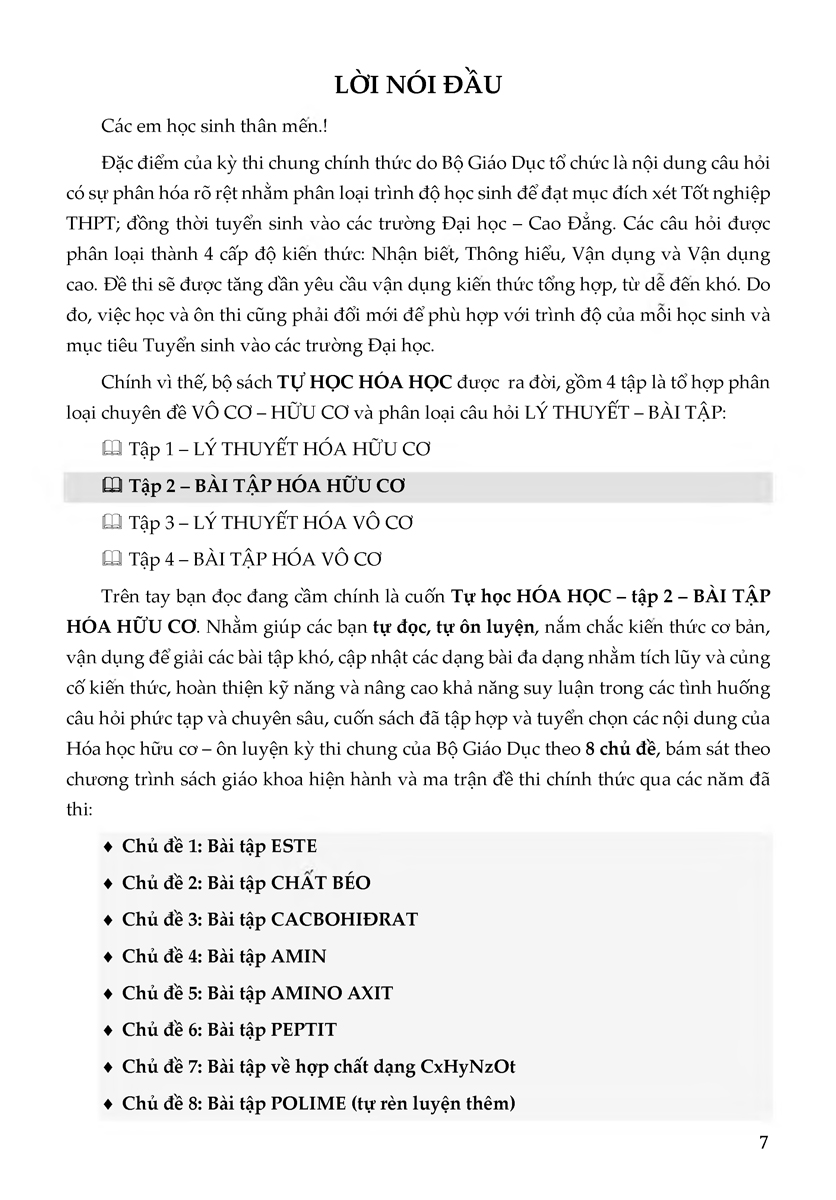 TỰ HỌC HÓA HỌC - TẬP 2 - BÀI TẬP HÓA HỮU CƠ_MOON