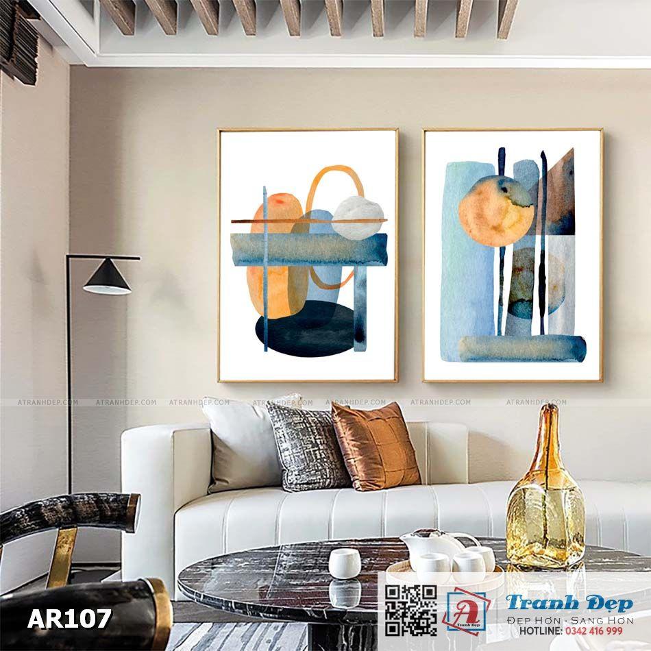 Bộ 2 tranh canvas decor phong cách minimalist, trừu tượng hiện đại - AR107