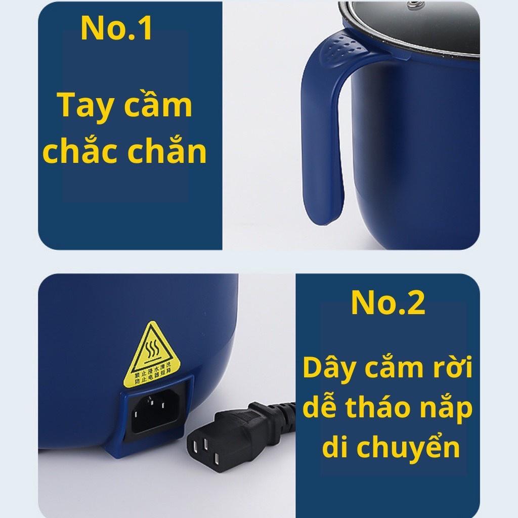 NỒI LẨU ĐIỆN MINI, CA NẤU MÌ ĐA NĂNG 2 TẦNG CÓ TAY CẦM KÈM KHAY HẤP -