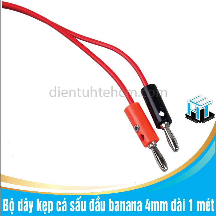 Bộ dây kẹp cá sấu đầu banana 4mm dài 1 mét