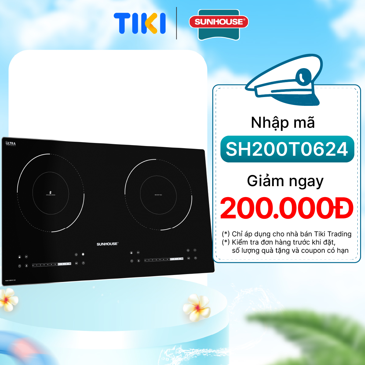 Bếp đôi điện từ hồng ngoại Sunhouse SHB81011-EC - Hàng chính hãng