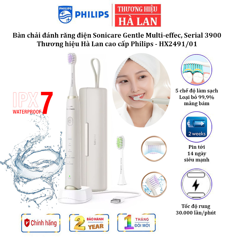 Bàn chải đánh răng điện Philips Sonicare Gentle Multi-effec HX2491/01, Serial 3900