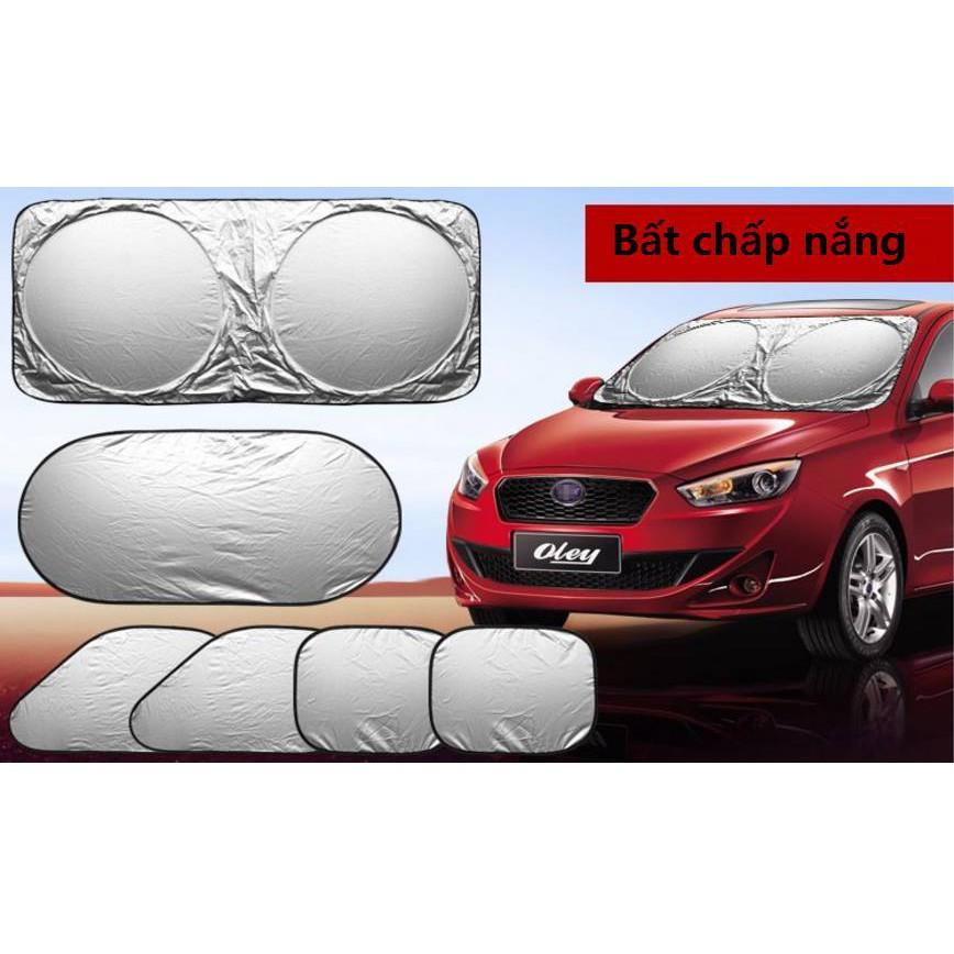 Bộ Chống Nắng Cho Ô Tô Tráng Bạc 6 Món Bền, Đẹp, Chắc Chăn, Siêu Tiện Lợi