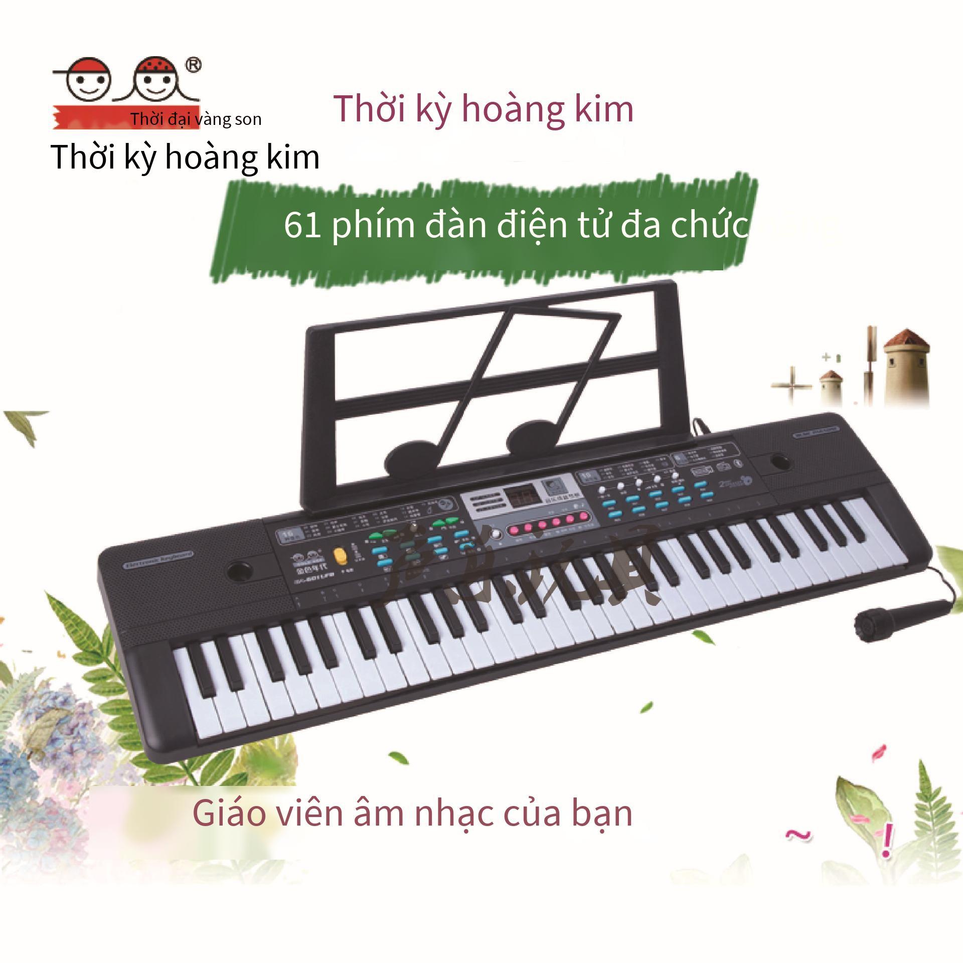 Giá thấp nhất đàn organ điện tử đa chức năng 61 phím có micrô xếp hình giáo dục sớm trẻ em đồ chơi âm nhạc đàn organ điện tử bán hàng trực tiếp
