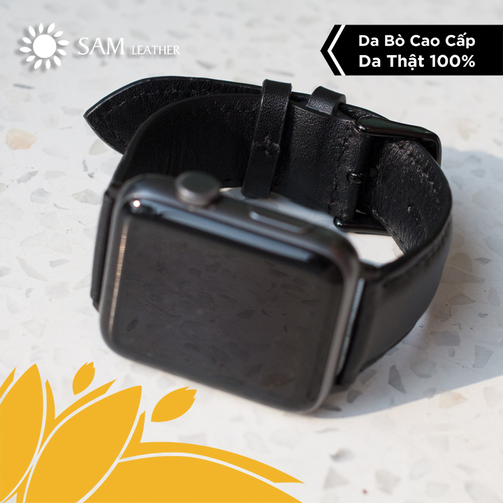 Dây đồng hồ da bò SAM Leather SAM009BW - Dây đeo đồng hồ bằng da cao cấp tương thích ( Apple 1,2,3,4,5 - Đồng Hồ cổ Điển - Các Loại Swatch )