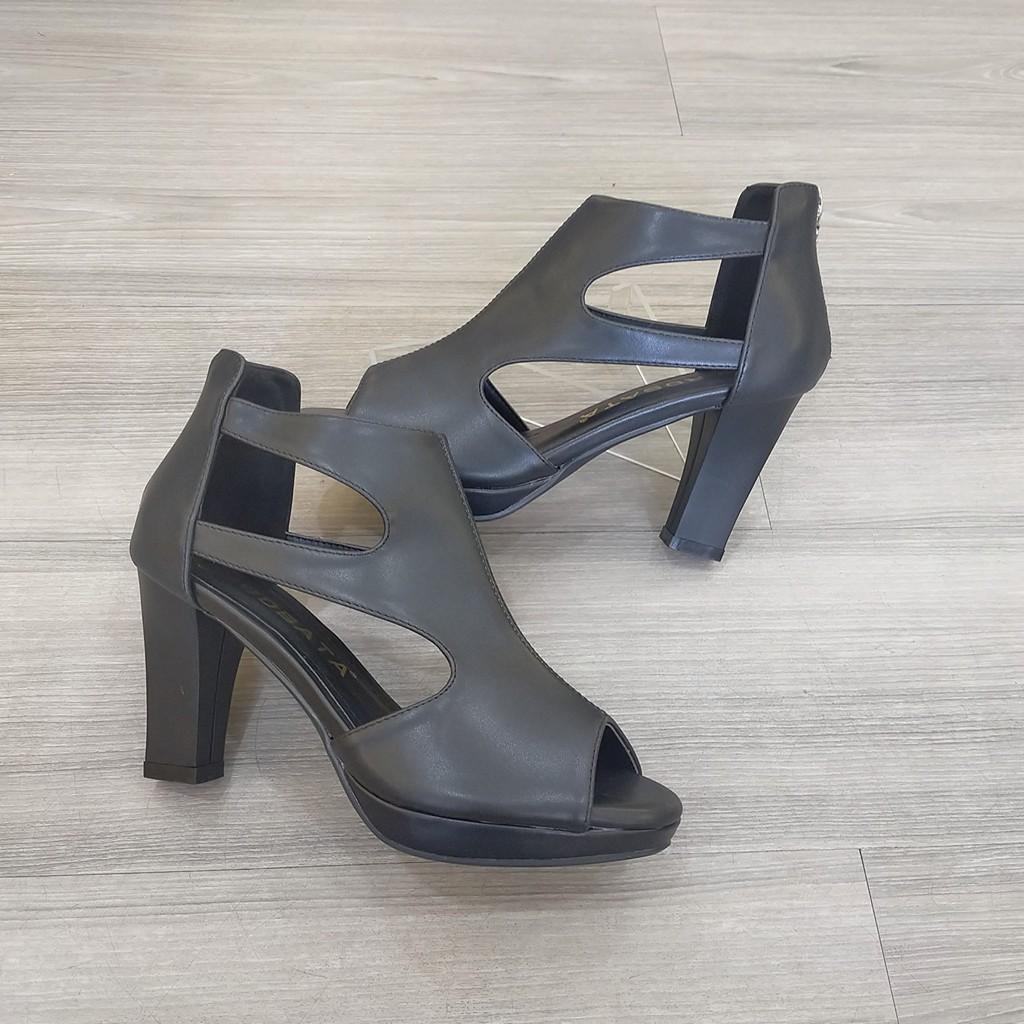 Sandal cao gót nữ khóa kéo, da lì cao cấp ROSATA RO322 8p gót trụ - BKSTORE