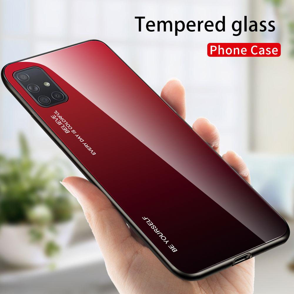 Ốp lưng kính màu Gradient viền dẻo dành cho Samsung Galaxy A71