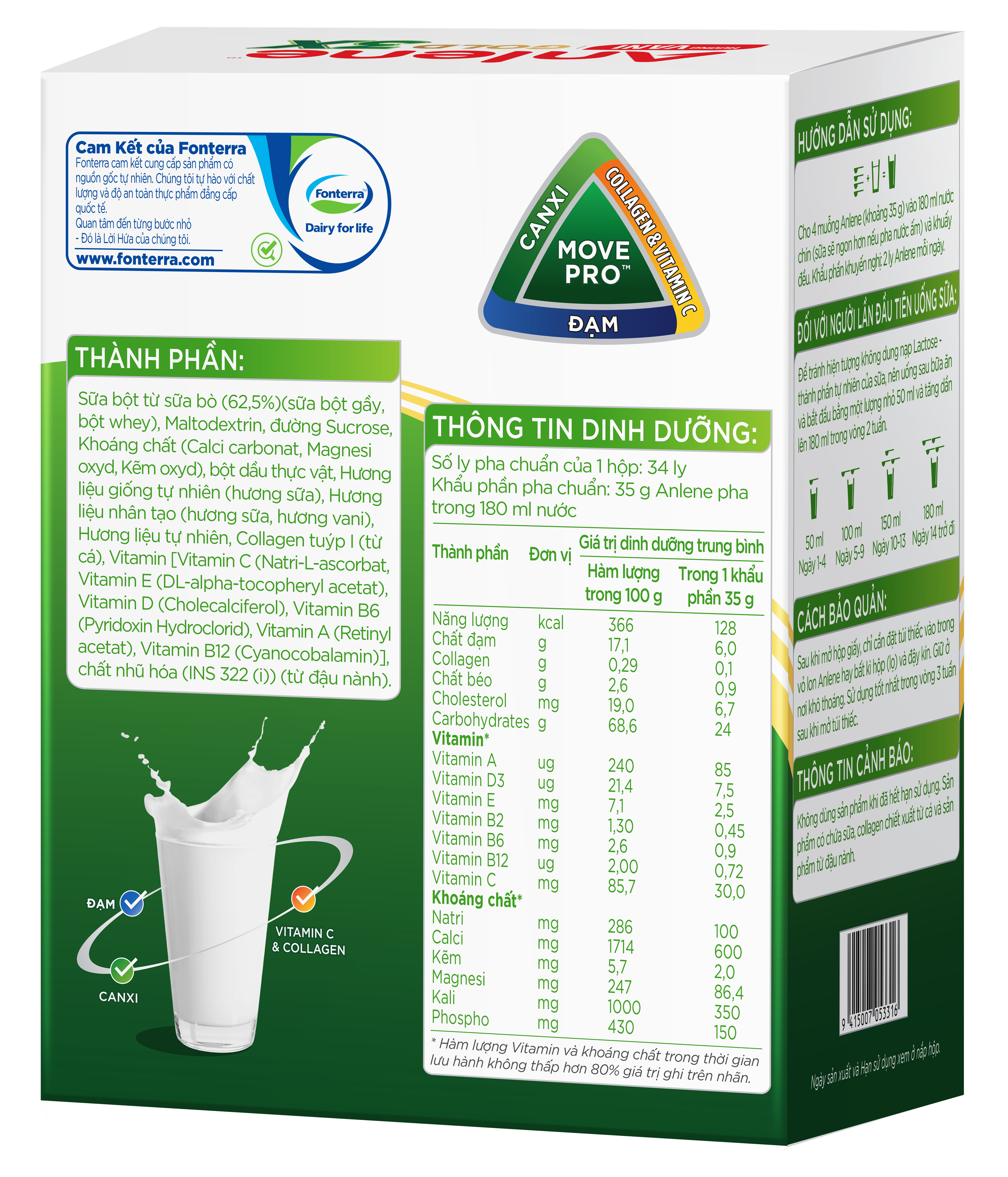 Combo 4 Sữa Bột Anlene Gold Movepro 3X Hương Vanilla (Hộp Giấy 1,2kg)