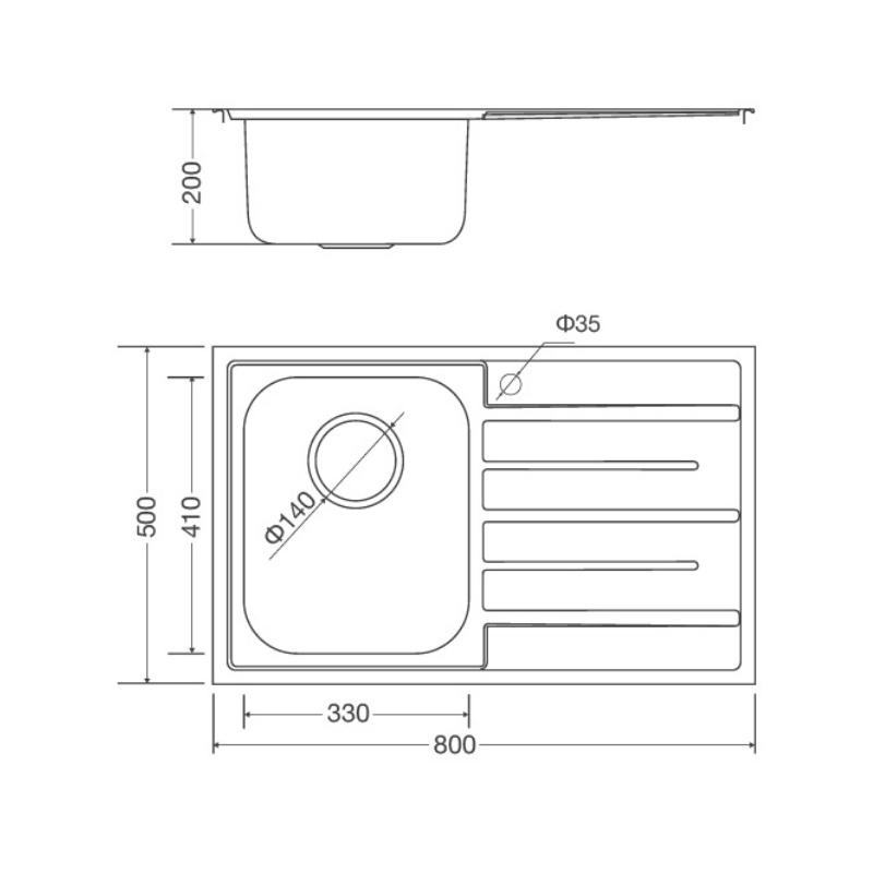 Chậu Rửa Chén Malloca MS 1017 NEW - Inox 304 - Ngang 80cm - Hàng Chính Hãng