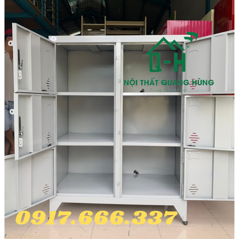 TỦ HỒ SƠ LOCKER SƠN TĨNH ĐIỆN 6 NGĂN MÀU XÁM - LOẠI 1M25X90X45CM